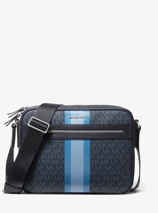 Panske Crossbody Kabelka Michael Kors Hudson Logo Stripe Camera Námornícka Modrá - Tasky Michael Kors Outlet | AHSKI-7802
